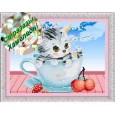 ДМ198343 5D Кошечки. Приглашаю на чай. Набор для лепки стразами Китай