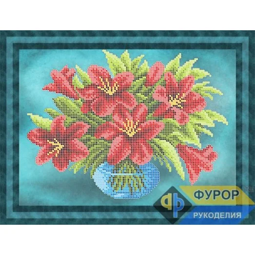 ФР-НБч4-167-1 Букет лилий в вазе. Схема для вышивки бисером ТМ Фурор