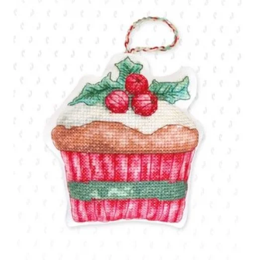 JK023 Набор Новогодняя игрушка Пирожное со смородиной для вышивки крестиком. Luca-s