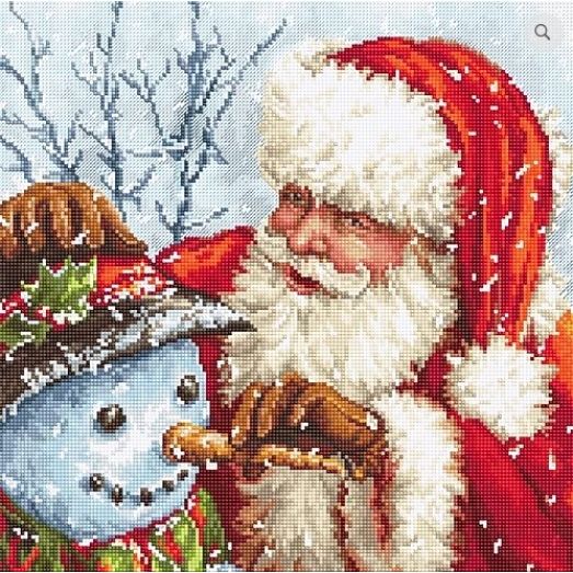 LETI 919 Дед Мороз и Снеговик. Набор для вышивки крестом. Luca-s 