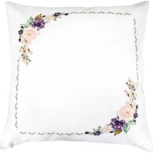 PB205 Нежные цветы. Набор для вышивки подушки нитками. Luca-s