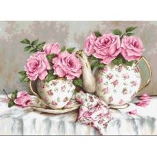 G568 Утренний чай и розы. Набор для вышивки нитками Luca-s 