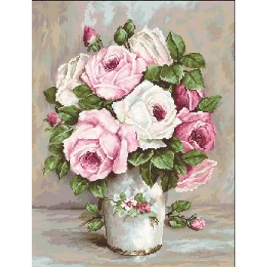 G574 Смешанные розы. Набор для вышивки нитками Luca-s