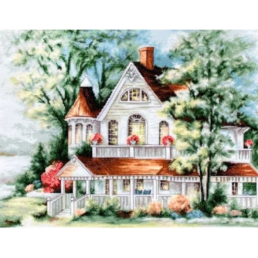 BU4000 Дом у озера. Набор для вышивки нитками. Luca-s