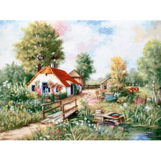 BU4011 Деревенский пейзаж. Набор для вышивки нитками. Luca-s