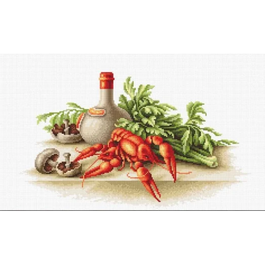 B2258 Натюрморт с раками. Набор для вышивки нитками. Luca-s