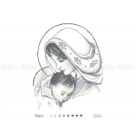 ЧВ-3350 Мадонна с младенцем. Схема для вышивки бисером. Бисерок