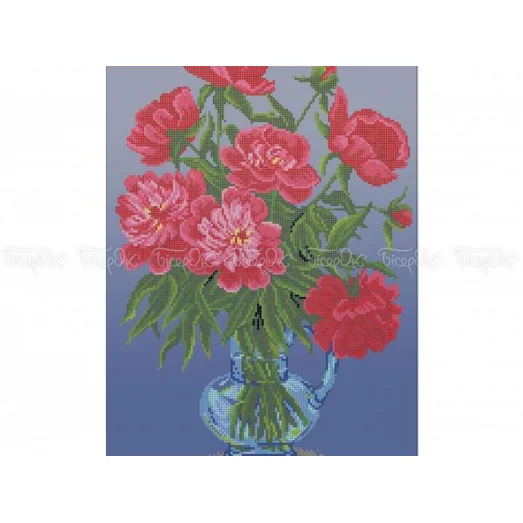 30-344 (30*40) Пионы. Схема для вышивки бисером Бисерок