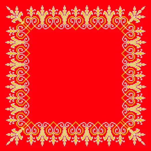 СТН-005 Золотые узоры (красный фон). Салфетка для вышивки бисером. Княгиня Ольга