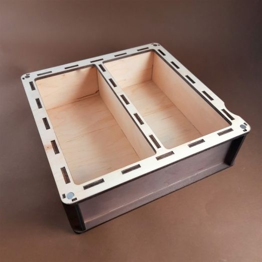 ОРГ-060207 Органайзер для бисера с деревянной крышкой на 30 ячеек с глубоким ящиком