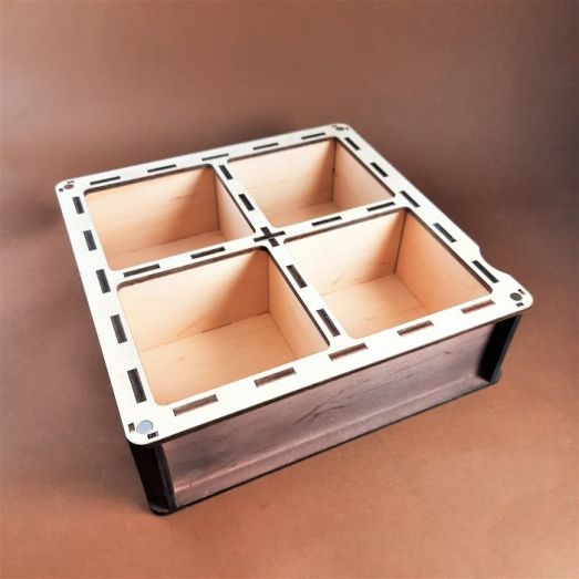 ОРГ-060207 Органайзер для бисера с деревянной крышкой на 30 ячеек с глубоким ящиком
