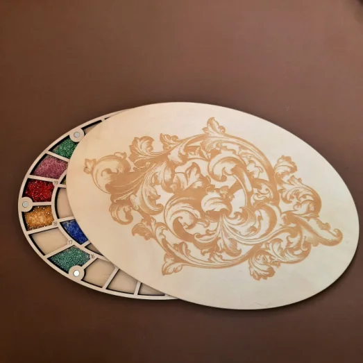 ОРГ-060233 Органайзер для бисера с деревянной крышкой на 52 ячейки