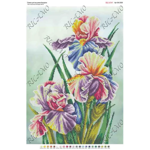 А2Н_007 БК-2026 Ирисы. Схема для вышивки бисером ТМ Virena