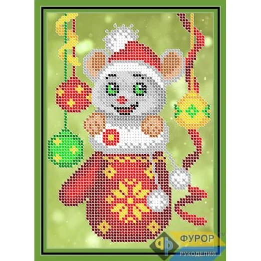 ФР-ДБч5-172 Мышка в рукавичке. Схема для вышивки бисером ТМ Фурор