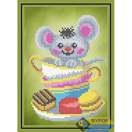 ФР-ДБч5-175 Мышка в кружке. Схема для вышивки бисером ТМ Фурор