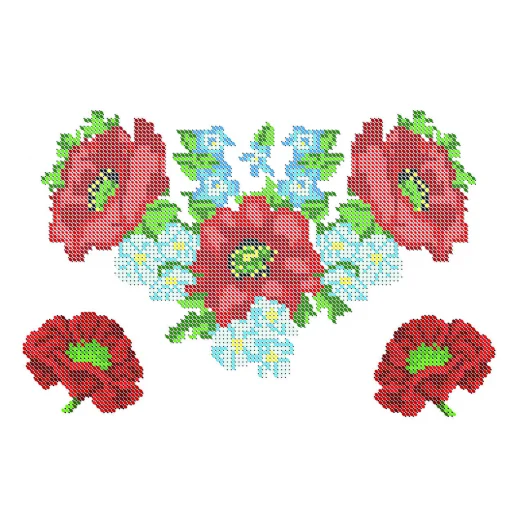 ВРФ-026 Водорастворимый флизелин - Букет маков. ТМ ЮМА