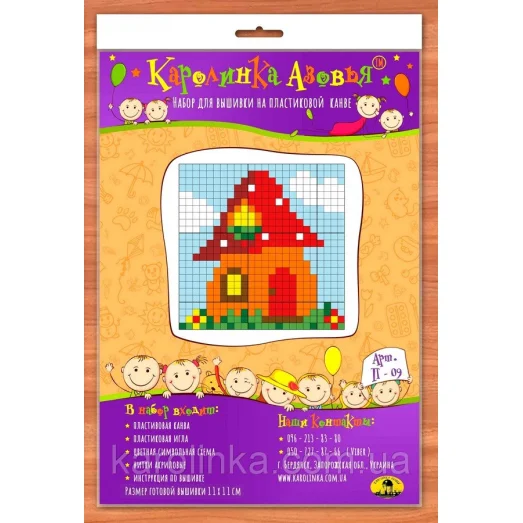 П-09 Домик. Набор для вышивания нитками на пластиковой канве. ТМ Каролинка