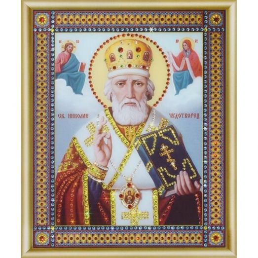 КСИ-046 Икона Святителя Николая Чудотворца. Набор для изготовления иконы со стразами ТМ Чаривна Мить