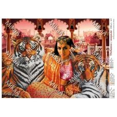 МИКА-0601 (А3) Индианка с тиграми. Схема для вышивки бисером
