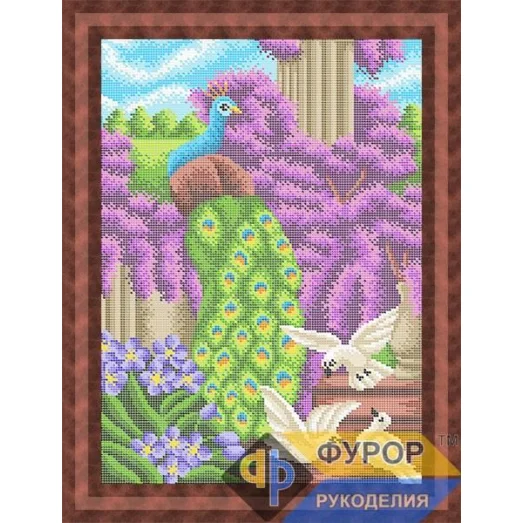ФР-ЖБп3-019 Павлины в сирени. Схема для вышивки бисером ТМ Фурор
