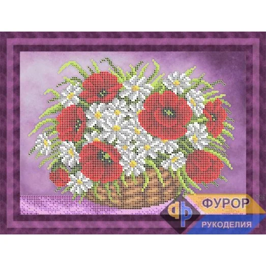 ФР-НБч4-173-1 Маки и ромашки в корзинке. Схема для вышивки бисером ТМ Фурор