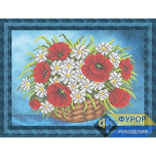 ФР-НБч4-173-2 Маки и ромашки в корзинке. Схема для вышивки бисером ТМ Фурор