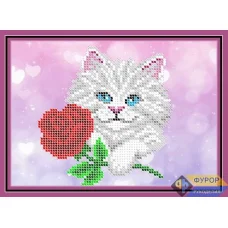 ФР-ДБч5-176 Кошка с розочкой. Схема для вышивки бисером ТМ Фурор