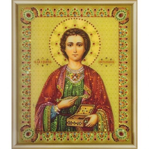 КСИ-051 Икона великомученика и целителя Пантелеймона. Набор для изготовления иконы со стразами ТМ Чаривна Мить