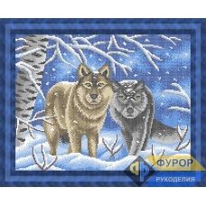 ФР-ЖБп3-149 Два волка в лесу зимой. Схема для вышивки бисером ТМ Фурор