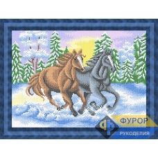 ФР-ЖБп3-156 Бегущие лошади зимой. Схема для вышивки бисером ТМ Фурор