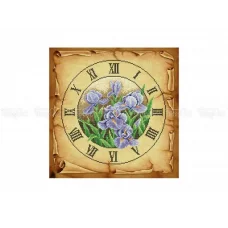 ЧВ-6051-К Часы с ирисами (Коричневый фон). Схема для вышивки бисером. Бисерок