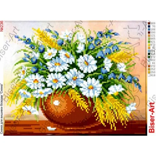 ВА-0236 (А4) Полевые цветы в вазе. Схема для вышивки бисером БисерАрт
