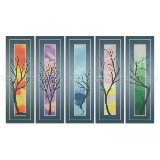 ЧМ-А3-032 Триптих Деревья. Схема для вышивки бисером. Бисерок
