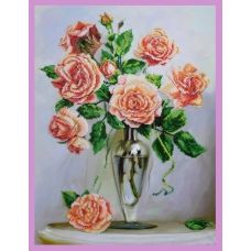 Р-248 Розы на мраморном столике. Набор для вышивки бисером. ТМ Картины Бисером