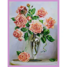 Р-248 Розы на мраморном столике. Набор для вышивки бисером. ТМ Картины Бисером