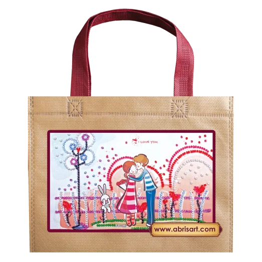 АСА-001 Влюблённые и зайка. Набор-сумка с вышивкой бисером. Абрис Арт