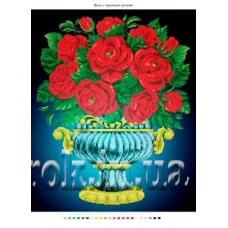 ЧВ-7017 Ваза с красными розами. Схема для вышивки бисером. Бисерок