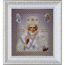 Р-269 Икона святителя Николая Чудотворца (серебро). Картины Бисером