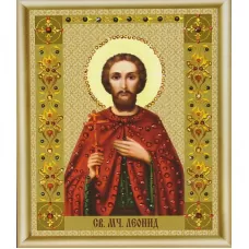 КСИ-109 Икона св. мученика Леонида. Набор для изготовления иконы со стразами ТМ Чаривна Мить