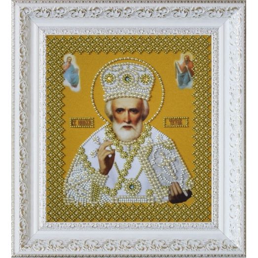 Р-270 Икона святителя Николая Чудотворца (золото). Картины Бисером