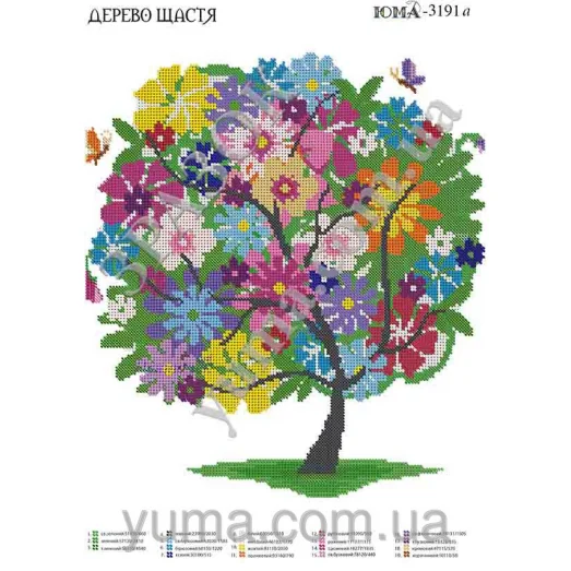 ЮМА-3191 Дерево счастья. Схема для вышивки бисером