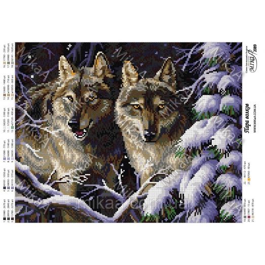 МИКА-2089 (А3) Волки.  Схема для вышивки бисером