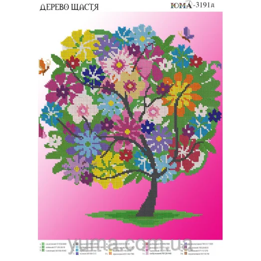 ЮМА-3191Д Дерево счастья. Схема для вышивки бисером