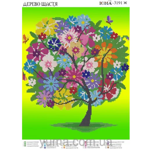 ЮМА-3191Ж Дерево счастья. Схема для вышивки бисером