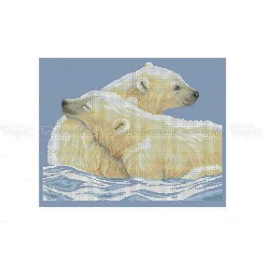 ЧВ-5097 (30*40) Белые медведи. Схема для вышивки бисером. Бисерок