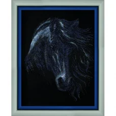 Б-067 Черный конь. Набор для вышивки бисером Чаривна Мить