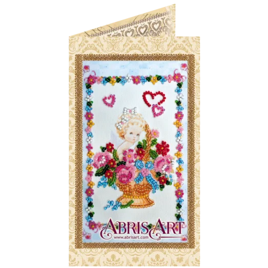 АО-131 Цветочки от ангелочка. Набор-открытка для вышивки бисером Абрис Арт