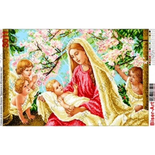 ВА-3011 (А2) Мадонна с младенцем в яблоневом саду. Схема для вышивки бисером БисерАрт