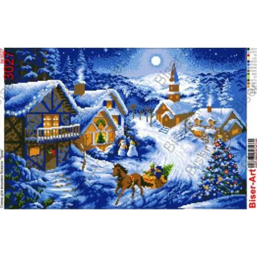 ВА-3027 (А2) Рождественский пейзаж. Схема для вышивки бисером БисерАрт