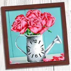 ВА-005 Часы Ваза с розами. Схема для вышивки бисером БисерАрт